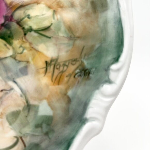 Hand-Painted XL Pink Roses Plate By Haggerly Decorative Wall Or Table Art *READ* - Picture 4 of 8